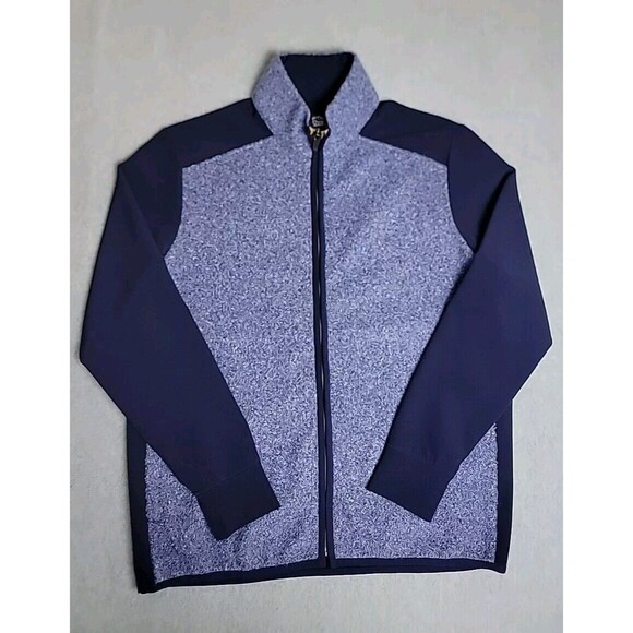 Straight Down Jacket Mens M Windbreaker Blue Textured Lightweight Full Zip Golf - Picture 1 of 11